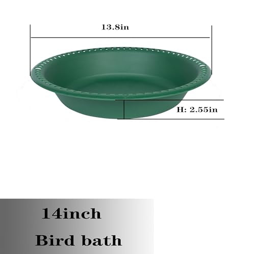 OVZILKI Bird Bath for Outside Heavy Duty, 14 inch BirdBath Bowl Only with Rust-Proof Black Chains for Outdoor, Hanging Bird Bath Hanging Bird-Feeder for Garden Backyard Decor (Green 1 Pack) - color: Green, size: 14in 1pack