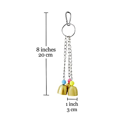 SunGrow Parrot Bell Toy Accessory, Galvanized Steel Jingle Chime Set with Hanging Clip, Cage Chew Play Item for Cockatiel Conure Lovebird, Small Bird Plaything Sound Enrichment