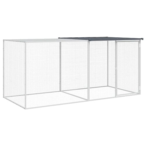 Galvanized Steel Chicken Cage with Roof 79.9"x38.6"x35.4" Anthracite Metal Animal Hutch for Indoor Outdoor Use, Rabbit Coop Duck Pen with Extension Cage and Lockable Door - size: 79.9" x 38.6" x 35.4" (L x W x H)
