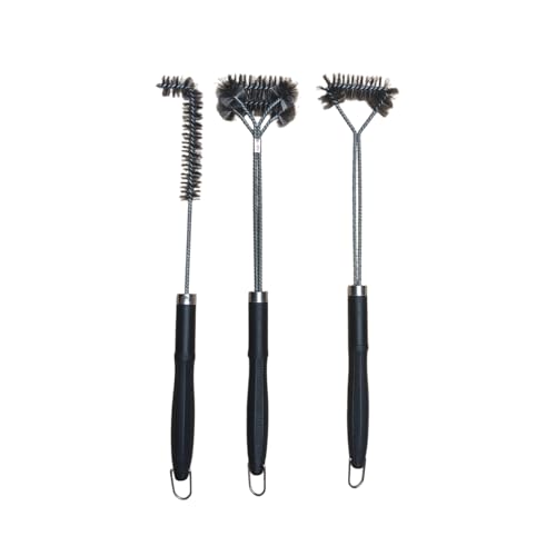 SUNRISE Fryer Brush with Long Handle (Stainless Steel with Plastic Handle, L, Single, and Double Brush) - color: Stainless Steel With Plastic Handle, size: L, Single, and Double Brush