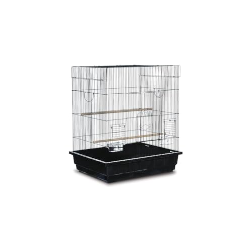 HomeStock Square Roof Bird Cage - Durable Metal Bird Habitat with Spacious Interior White - color: White