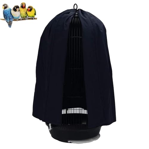 QBLEEV Round Parrot Birdcage Cover, Pet Universal Blackout Cage Cover Shade | Windproof light-proof sleep reduces distractions night accessories cloth without cage, bow tie clouser, easy to wear - color: Blue