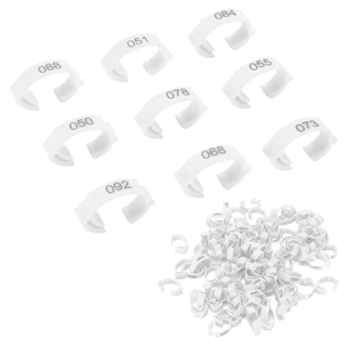 100PCS Chicken Leg Rings, 5 Colors Chicken Leg Bands Readable Numbered Chicken Identification Leg Bands Card Slots Design for Chicks Ducks (White (100 Pieces per Pack)) - color: White (100 Pieces Per Pack)