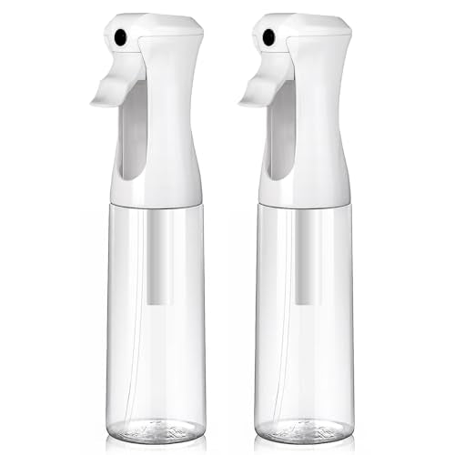 VIGOR PATH Continuous Spray Bottle for Hair – Fine Mist Mister for Hairstyling, Cleaning, Plants, Pets, Barbers, Salons, and Essential Oil Applications (300ml/10 oz) Clear 2 Pack - size: 10 oz - Clear - 2 Pack
