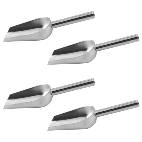 4 Pack Stainless Steel Ice Scoop with Long Handle, 6 Oz Multi Purpose Scooper for Ice Machine, Dog Food, Flour, Nuts, Pulses, Ideal Kitchen Bar Party Freezer Accessory - size: 4 PCS
