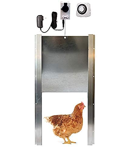 Opener with Motor & Timer (1 Year Warranty) | Heavy Duty | Made USA | Auto Pop Door Opener | Chicken Coop Accessories | Metal