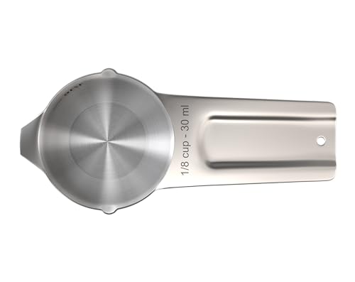 Color Up ⅛ Cup Measuring Cup (30 ml) – Premium Chrome Stainless Steel, Accurate for Wet & Dry Ingredients, Embossed Markings, Easy-Pour Spouts, Dishwasher-Safe, Kitchen Essential - size: 1/8 Cup (30 ml) Chrome