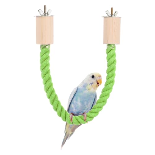 Bird Rope Perch Swing, Stand Rope Perch Standing Pole Accessory Climbing Swing Paw Grinding 15 Inch, (Light Green) Intended for Parrot/Parakeet/Budgies/Cockatiels/Lovebirds - color: Light Green, size: 15 Inch