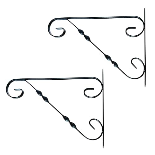 Classic Scroll-Design Metal Wall Bracket for Hanging Accessories and Flowerpots for Indoor & Outdoor Use, Black Set of 2 - color: Black, size: Classic Scroll