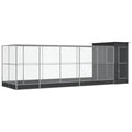 Galvanised Steel Aviary with Extension 245.3x79.9x85 Inch | Lockable Door, Steel Mesh Grid, Ample Activity Room, Suitable for Birds Rabbits Ducks - size: 245.3" x 79.9" x 85"