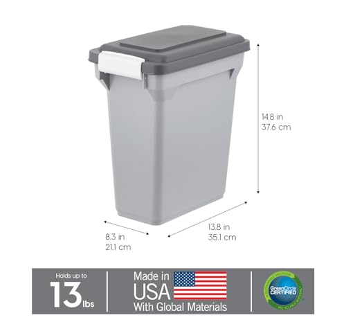 IRIS USA Dog Food Storage Container, Up to 13 lbs, Gray/Dark Gray | Made in the USA, BPA-Free, Airtight Seal, Best for Cat Food, Bird Seed, Chicken Feed, Pet Toys, Treats, Pellets - color: Dark Gray