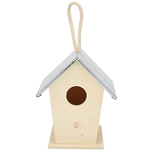 Wooden Bird House, Bluebird Nesting Box with Predator Guard and Weathered Finish for Outdoor Garden Decoration