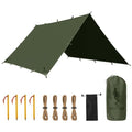FREE SOLDIER Waterproof Camping Tarp Shelter Awning | Lightweight, Compact, Quick Setup, Waterproof Sun Shelter Campingtarp,For Backpacking, Beach, Travel and Outdoor Activities - color: Dark Green 10×13ft