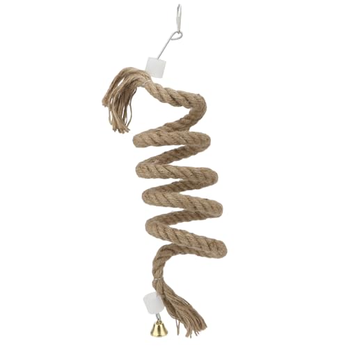 Hypeety Bird Rope Perch Spiral Parrot Perch Toy Stainless Steel Bird Rope Swing Perch Parrot Climbing String Rope Toy Bird Cage Accessories for Cockatiels, Parakeets, Budgie, Parrots, Parakeets 59inch