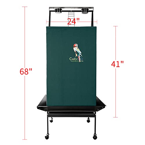 Colorday Good Night Bird Cage Cover for Large Bird Cage with Play Top (Patented), Green 68" - color: Green, size: 24.0"L x 22.0"W x 68.0"H