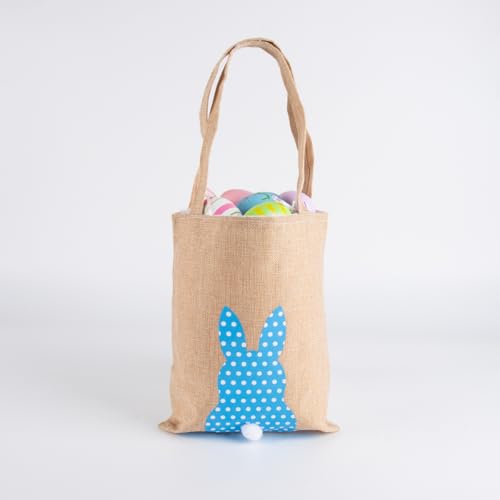 9 Pcs Easter Burlap Bags,Bunny Gifts Bags with Handles,Easter Jute Basket Goody Bags,Reusable Grocery Candy Bag Gifts for Easter Egg Hunt Party Supplies