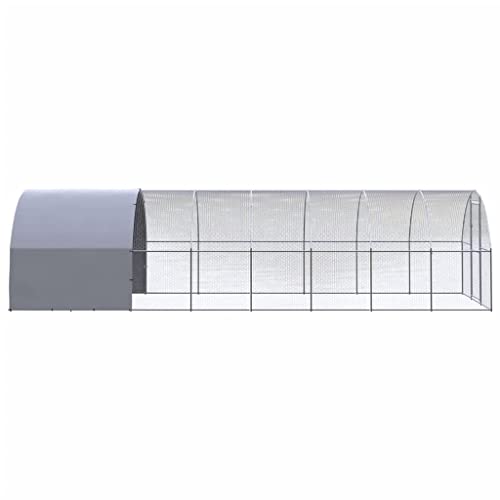 Chicken Coop Outdoor 118.1 x 118.1 x 78.7 in Galvanized Steel Large Run with Wire Mesh, Silver Backyard Poultry House Duck Enclosure for Garden Use - color: Silver-A, size: 118.1 x 118.1 x 78.7 in. (W x L x H)