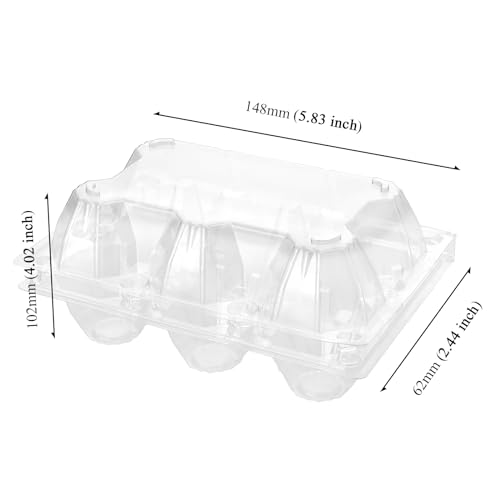 100 PCS 6 Grids Plastic Egg Cartons, Clear, 14.8 x 10.2 x 6.2 cm, Egg Storage, Transportation