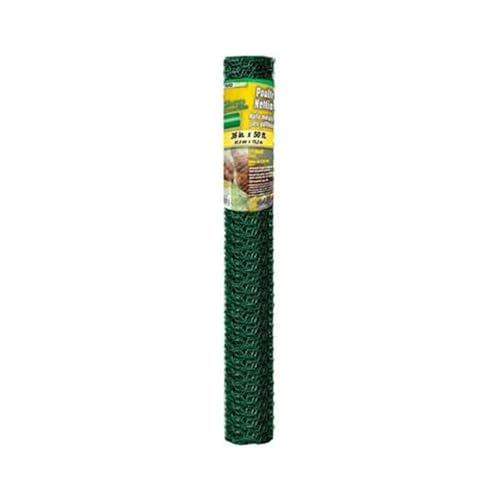 YardGard Galvanized PVC Coating Hexagonal Poultry Netting for Confinement and Support of Animals, Plants, Soil or Compost Materials, Green