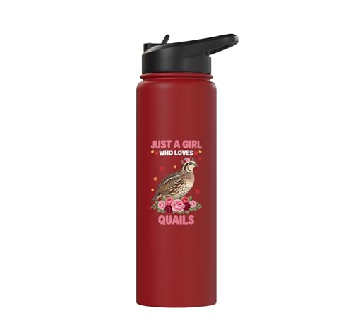 Bird, For The Girl Who Adores Quails Stainless Steel Insulated Water Bottle - color: Red