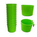 10 Pack Cage Cups Birds Feeders Seed Bowl Chicken Feeding Watering Dish Rabbit Water Food Hanging Wire Cages Box 8oz Coop Cups for Pet Parrot Parakeet Gamefowl Poultry Pigeon (Green) - size: 10PCS Green