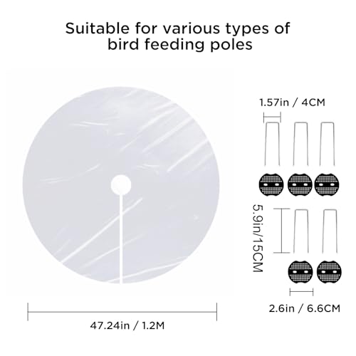 Bird Seed Catcher for Pole - 47.24" Clear PE Outdoor Mat for Under Bird Feeder, Waterproof Tear-Resistant Seed Catcher for Under Bird Feeder, Fits Shepherd Hooks, Lawn Protector for Garden Patio