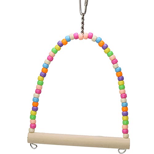 1324 Swing Bird Toy Parrot cage Toys Cages Parakeet Cockatiel Finch Lovebird Budgie - color: Bead Swing