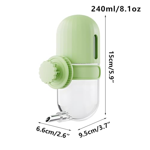 Bird Water Dispenser, 240ML Detachable Bird Drinking Bottle Automatic Birds Water Feeder for Small-Medium Parrots Budgies Lovebirds Parakeets Cockatiels - color: Green