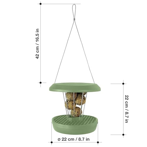 SWISSINNO Bird Feeders - No Mess Fat Ball/Suet Feeder for Outdoors Hanging - Smart Birds Lucerne Spill Proof Wild Cardinal Bird Feeder with Integrated Seed Catcher Tray - Sage - color: Sage, style: Lucerne