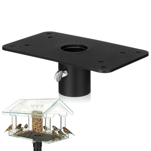 Novabright Pole Mounting Plate Flange Top for 1 Inch OD Pole Bird Feeder and Bird House Mount Holds 200 LBS Weather Resistant Universal Fit for Platform Tray Hopper Feeders Backyard Yard Black Metal