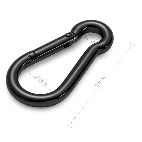 Stainless Steel Spring Snap Hook Carabiner - 304 Stainless Steel Caribeener Clips, Set of 6 - color: Black, size: 2.75 Inch
