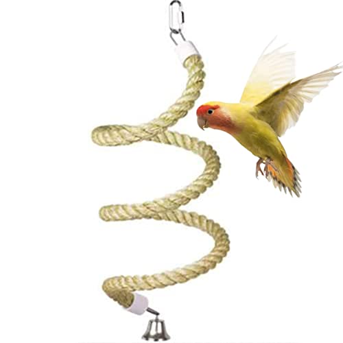 Bird Spiral Rope Perch, Bird Hemp Rope Swing Perch, Bird Cage Stand Pole Accessories, Bird Standing Climbing Toy for Parrot Parakeet Budgies Lovebirds Cockatiels (Small) - size: Small