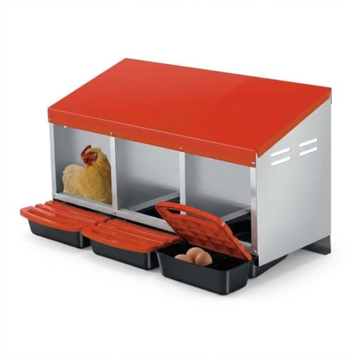Chicken Nesting Boxes, Heavy-Duty 8-Compartment Metal Chicken Nesting Box – Removable Tray, Ventilation Holes, Easy Egg Collection, Rustproof Galvanized Steel - Orange - 3 - Slot - color: Orange, size: 3 - Slot
