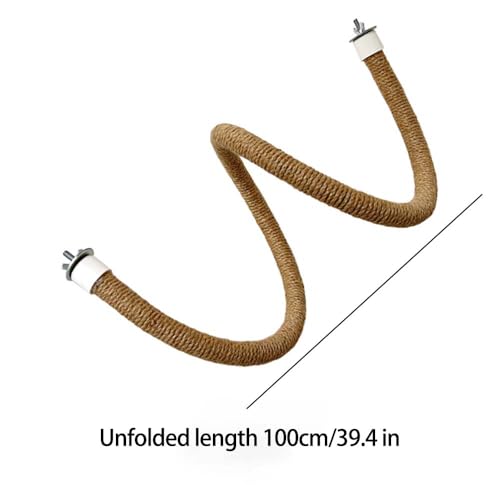 Bird Rope Perch, 100cm/39.3in Cotton Rope Spiral Toys Bird Bungee Rope Perches Parakeet Toys for Cockatiels Conures Lovebirds Finches
