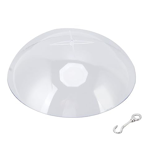 Bird Feeders Protective Dome Cover - Durable Acrylic Hanging Bird Feeder Cover - Large Diameter - with Hook - Weatherproof and Squirrel-Proof