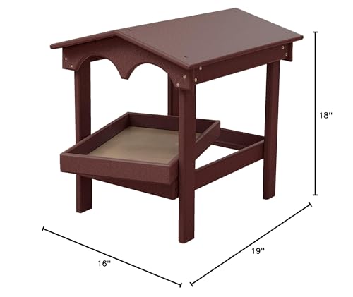 DutchCrafters Recycled Plastic Poly Large Raised Platform Covered Ground Fly Through Bird Feeder with Removable Seed Tray for Outdoors - USA Amish Made (Cherrywood) - color: Cherrywood