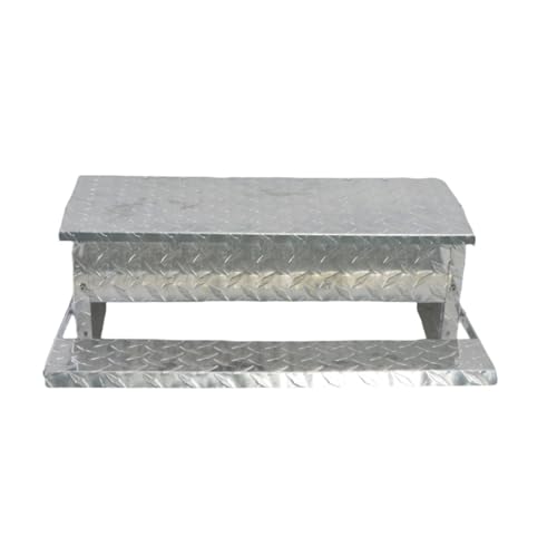 Treadle Large Poultry Feeders Aluminium Automatic Chicken Feeder No Waste Rat Proof Trough with Weatherproof Lid for Duck Fowl 11 lbs Capacity - size: 20.1"×12.5"×7.5" 11lbs