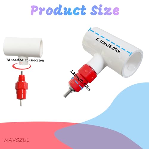 (10 Pack) Chicken Waterer Nipples + PVC Tee Fittings for 1/2" PVC Piping, Horizontal Poultry Nipples & Tees, DIY Chicken Watering System for Geese, Rabbits, Ducks