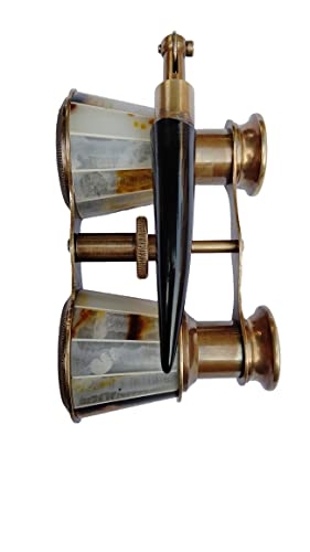 Opera Glasses Binoculars for Adults & Kids – 2.5” Vintage Solid Brass with Mother of Pearl Handle – Compact Pocket Size for Theater, Bird Watching, Concerts