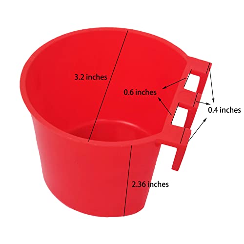 20 Pack Cage Cups Chicken Feeders Waterer Bird Water Cup Bunny Food Bowl Plastic Drinker Hanging Quail Dove Feeding Watering Dish Seed Container Coop Feeder for Parakeet Poultry Pigeon - color: Red 20 packs