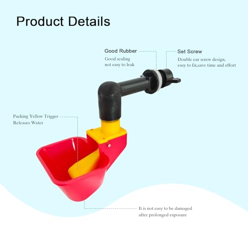 C Automatic Waterer System Chick Drinker Cups 1L Hanging Automatic Fill Poultry Watering Cup Used for Cages (red, 1)