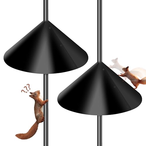 Squirrel Proof Baffle for Bird Feeder Pole, Outdoor Pole Mount Stopper & Guard,Squirrel Cone (2 Pack, Black) - style: 16IN-2pcs