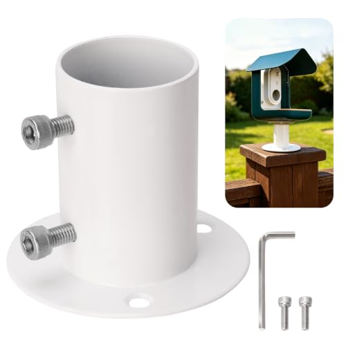 Bird Feeder Fence Pole Mount Adapter, Metal Fence Post Base for Smart Bird Feeders, Durable Weather‑Resistant Bird Feeder Mounting Bracket, Excluding the Installation Screws