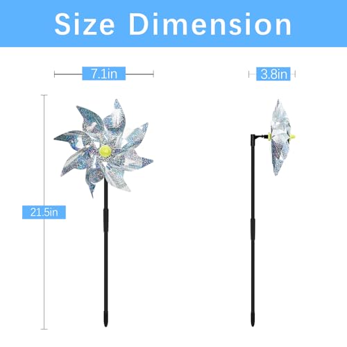 18 Pack Reflective Pinwheels for Yard and Garden,Scare Birds Away for Garden Decor,Bird Scare Devices Deterrent to Scare Birds,Keep Birds Away (Assembly Required) - color: 18 Pack Reflective Pinwheels