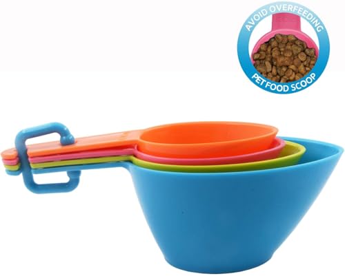 HINMAY Pet Food Scoops Plastic Measuring Cups Set, Set of 2 | Use for measuring pet food portions (dog, cat, bird, etc.) or even ingredients while cooking or baking.