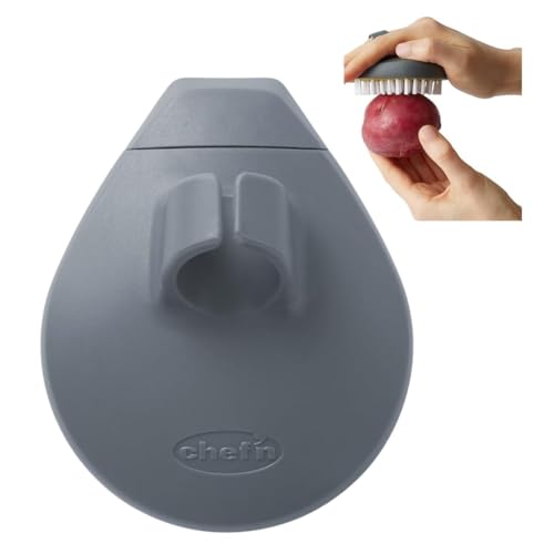 Chef'n PalmBrush Vegetable Brush, 3.5" x 3" x 1.5", Marble Gray