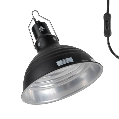 LUCKY HERP Reptile Light Fixture 8.1inch- Lightweight Aluminum Reflector Dome Reptile Light Fixture, Reptile Heat Lamp Fixture for UVB Light Bulb Basking Bulb Heat Bulb - size: 8.1 Inch