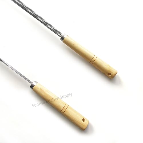 SUNRISE Fryer Brush with Long Handle (Brass, L and Double Brush) - color: Brass, size: L and Double Brush