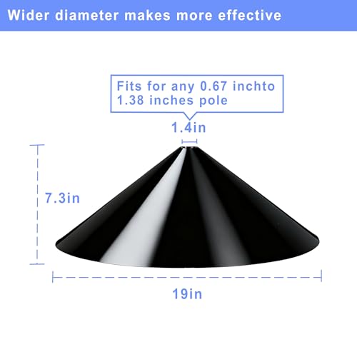 Squirrel Baffle for Bird Feeder Pole - 19 Inch for Protects Hanging Feeders (2 Pack, Black) - color: Black Hook 2p