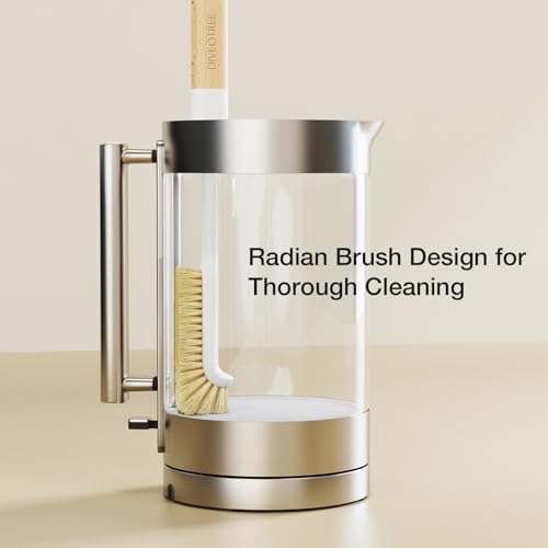 Cleaning Brush, Diveotree Hard Bristle Brush for Deep Cleaning Grout, Sink, Cup, Teapot, Bottle, Blender, Multi-Purpose Brush wih Long Handle for Kitchen (White) - color: White